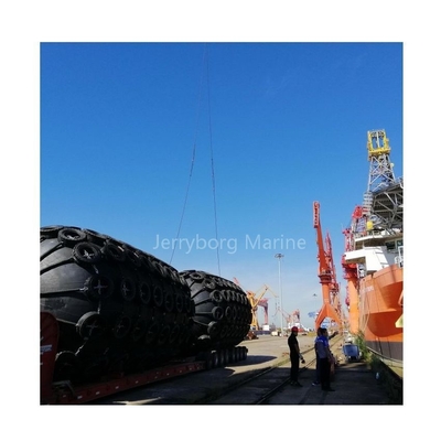 JRB Yokohama Type Marine Fender with Tire Chain Net Floating Rubber Fender/Defense/Bumper (فنجان دریایی نوع یوکوهاما JRB با شبکه ی زنجیره ی لاستیک های شناور)
